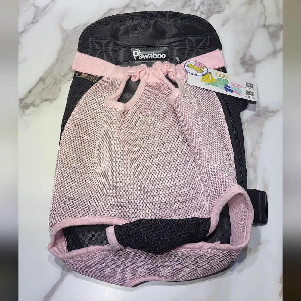 Pawaboo NWT Pink/Black Pet Dog Adjustable Carrier Backpack Size Large | 12-16lbs
